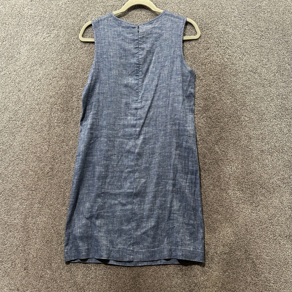 Theory Adraya Blue Linen Blend Sleeveless Shift Mini Dress Size 4 Coastal Summer - Picture 2 of 11